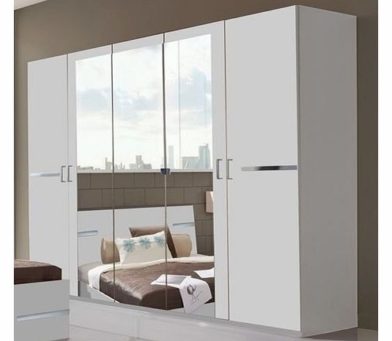 BAVARI Bedroom Furniture 5 Door Wardrobe in WHITE Colour [Includes Full Assembly Service]